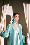 Sky Blue Satin Lama Kaftan Abaya